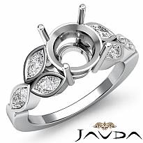 1 Ct Marquise Diamond Engagement Bezel Setting Ring 14k Wh Gold Round Semi Mount