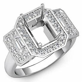 1 CT Emerald Cut Diamond 3 Stone Anniversary Ring Setting W Gold