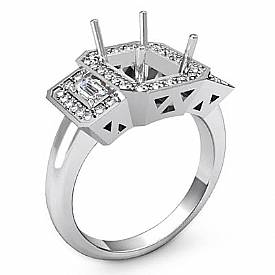 1 CT Emerald Cut Diamond 3 Stone Anniversary Ring Setting W Gold
