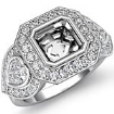 1.05Ct Asscher Diamond 3Stone Anniversary Ring Setting W Gold