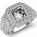 1.05Ct Asscher Diamond 3Stone Anniversary Ring Setting W Gold