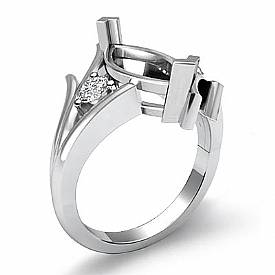 0.20 Ct Marquise 3 Stone Diamond Engagement Semi Mount Ring 14k W Gold Setting