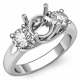 0.80 Ct Round Diamond 3 Stone Engagement Ring Setting W Gold
