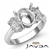 Oval Cut Diamond Three Stone Anniversary Semi Mount Ring 14k W Gold Setting 1Ct