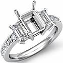 0.85Ct Emerald Cut Diamond 3 Stone Engagement Ring Setting 14k W Gold