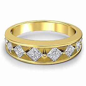 Princess Diamond Half Wedding Band 14k Gold Ring (0.8Ct. tw.)