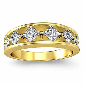 Princess Diamond Half Wedding Band 14k Gold Ring (0.8Ct. tw.)