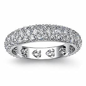 1.25 Ct. Round Diamond Heart Eternity Wedding Band in W Gold