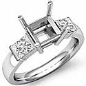 0.60 CT Princess Cut Diamond 3 Stone Engagement Ring Setting 14k W Gold