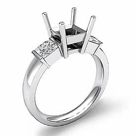 0.60 CT Princess Cut Diamond 3 Stone Engagement Ring Setting 14k W Gold