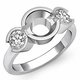 0.6CT Round Diamond 3 Stone Engagement Ring Setting 14k W Gold