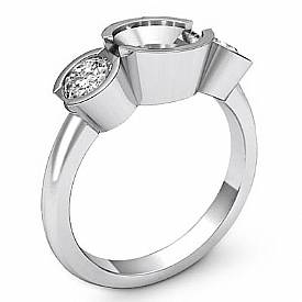 0.6CT Round Diamond 3 Stone Engagement Ring Setting 14k W Gold