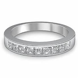 0.90 CT Princess Diamond Women Wedding Band 14k W Gold