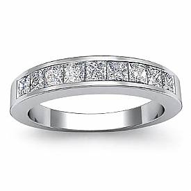 0.90 CT Princess Diamond Women Wedding Band 14k W Gold