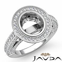 2CT Halo Setting Diamond Vintage Engagement Oval Semi Mount Ring 14K White Gold