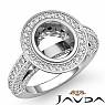 2CT Halo Setting Diamond Vintage Engagement Oval Semi Mount Ring 14K White Gold