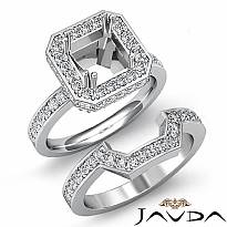 1.6Ct Diamond Engagement Halo Ring Princess Bridal Set 14k White Gold SemiMount