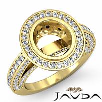 Halo Setting Diamond Vintage Engagement Oval Semi Mount Ring 14k Gold Yellow (2Ct. tw.)