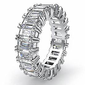 4.5 CT Emerald Cut Diamond Eternity Wedding band W Gold