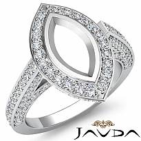1.25Ct Pave Setting Diamond Engagement Marquise Semi Mount Ring 14K White Gold