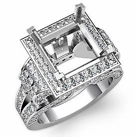 Diamond Princess Semi Mount Engagement Halo Setting Ring 14k White Gold 2.25Ct