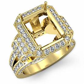 Round Diamond Emerald Semi Mount Engagement Ring 14k Gold Halo Setting (2.4Ct. tw.)