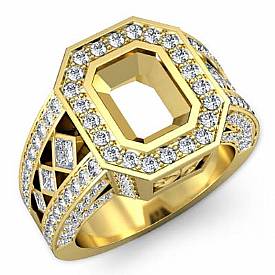 Emerald Semi Mount Diamond Engagement Ring Halo Pave Setting 14k Gold (2.3Ct. tw.)