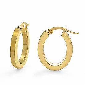 14k Yellow Gold Flat Oval Tube Women
