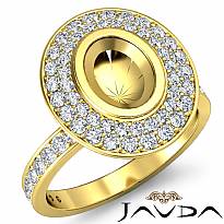 Halo Pave Setting Diamond Engagement Oval Semi Mount Ring 14k Gold Yellow (0.75Ct. tw.)