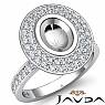 0.75Ct Halo Pave Setting Diamond Engagement Oval Semi Mount Ring 14K White Gold