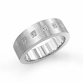 0.5 ct Princess Diamond Men Wedding Band W Gold.