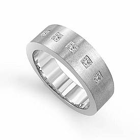 0.5 ct Princess Diamond Men Wedding Band W Gold.