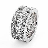 Women's Wedding Ring Baguette Round Diamond Eternity Band 14k White Gold 5.7Ct