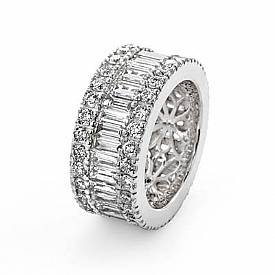 5.7CT Round Baguette Diamond Eternity Band 14k Gold Wedding Ring