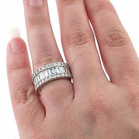 5.7CT Round Baguette Diamond Eternity Band 14k Gold Wedding Ring