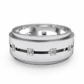 0.70 CT Princess Diamond Man Eternity Wedding band Gold