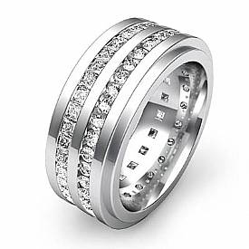2.50 Ct Round Princess Diamond Man Eternity Wedding Band Gold