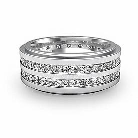 2.50 Ct Round Princess Diamond Man Eternity Wedding Band Gold