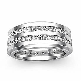 2.50 Ct Round Princess Diamond Man Eternity Wedding Band Gold