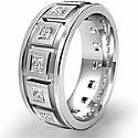 1.4 ct Princess Diamond Man Eternity Wedding Band Gold.