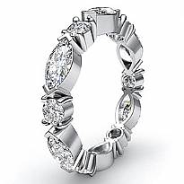 Classic Women's Eternity Band 14k White Gold Marquise Round Diamond Ring 1.62Ct