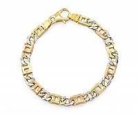 14k Tri Color Gold Men Fancy Link Bracelet (7mm,8.25