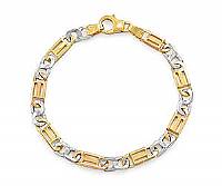 14k Tri Color Gold Men Fancy Link Bracelet (6mm,8.25