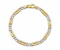 14k Tri Color Gold Men Fancy Link Bracelet (6mm,8.25