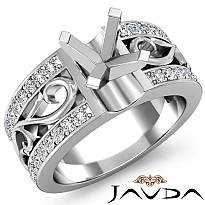 0.55Ct Round Diamond Fashion Wedding Ring 14k White Gold Semi Mount Pave Setting