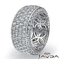 4 Row Round Pave Diamond Eternity Wedding Women 9.7mm Ring 14k White Gold 3.5Ct