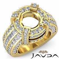 Round Semi Mount Diamond Engagement Halo Pave Setting Ring 14k Gold Yellow (2.9Ct. tw.)