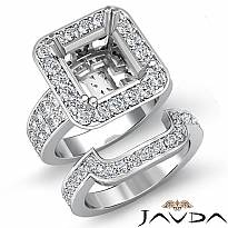 1.75Ct 2 Row Diamond Engagement Setting Ring Princess Bridal Sets 14k White Gold