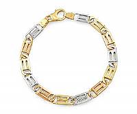 14k Tri Color Gold Men Fancy Link Bracelet (7mm,8.25