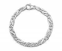 14k White Gold Men Fancy Link Bracelet (7mm,8.25
